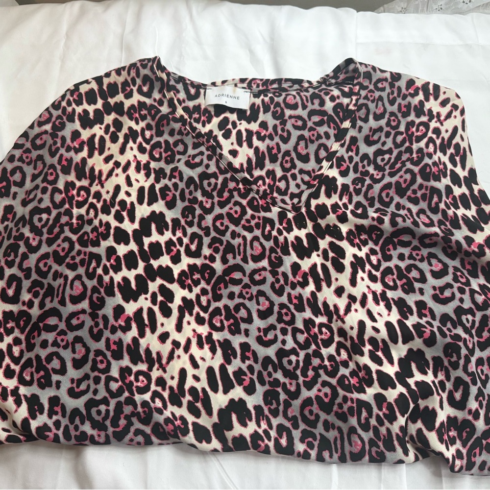 Adrienne Wild Pink and Black Animal Print Blouse
